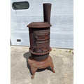 Antique Round Oak Wood Burning Parlor Stove Cast Iron - Parts/Repair