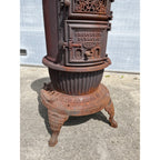 Antique Round Oak Wood Burning Parlor Stove Cast Iron - Parts/Repair