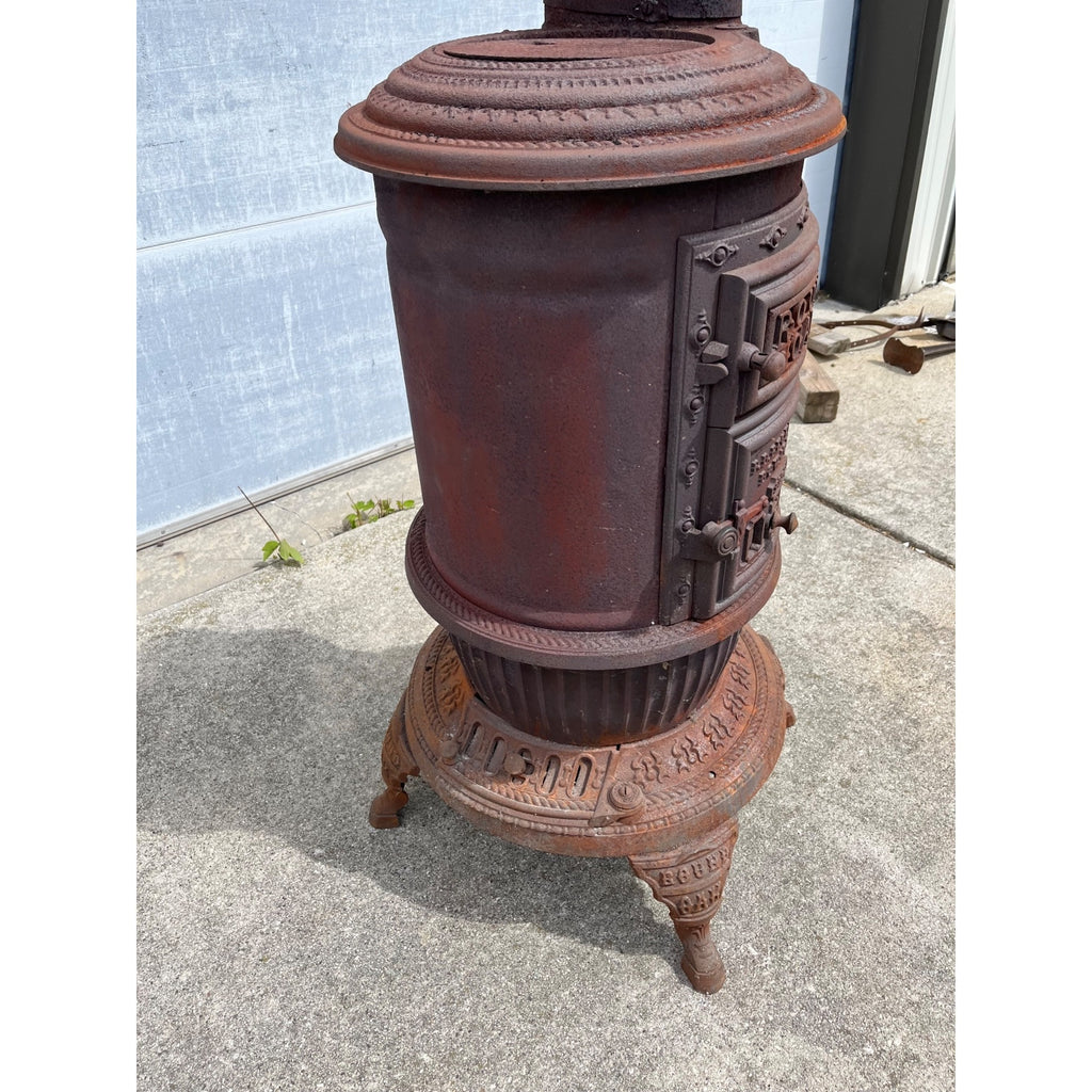 Antique Round Oak Wood Burning Parlor Stove Cast Iron - Parts/Repair