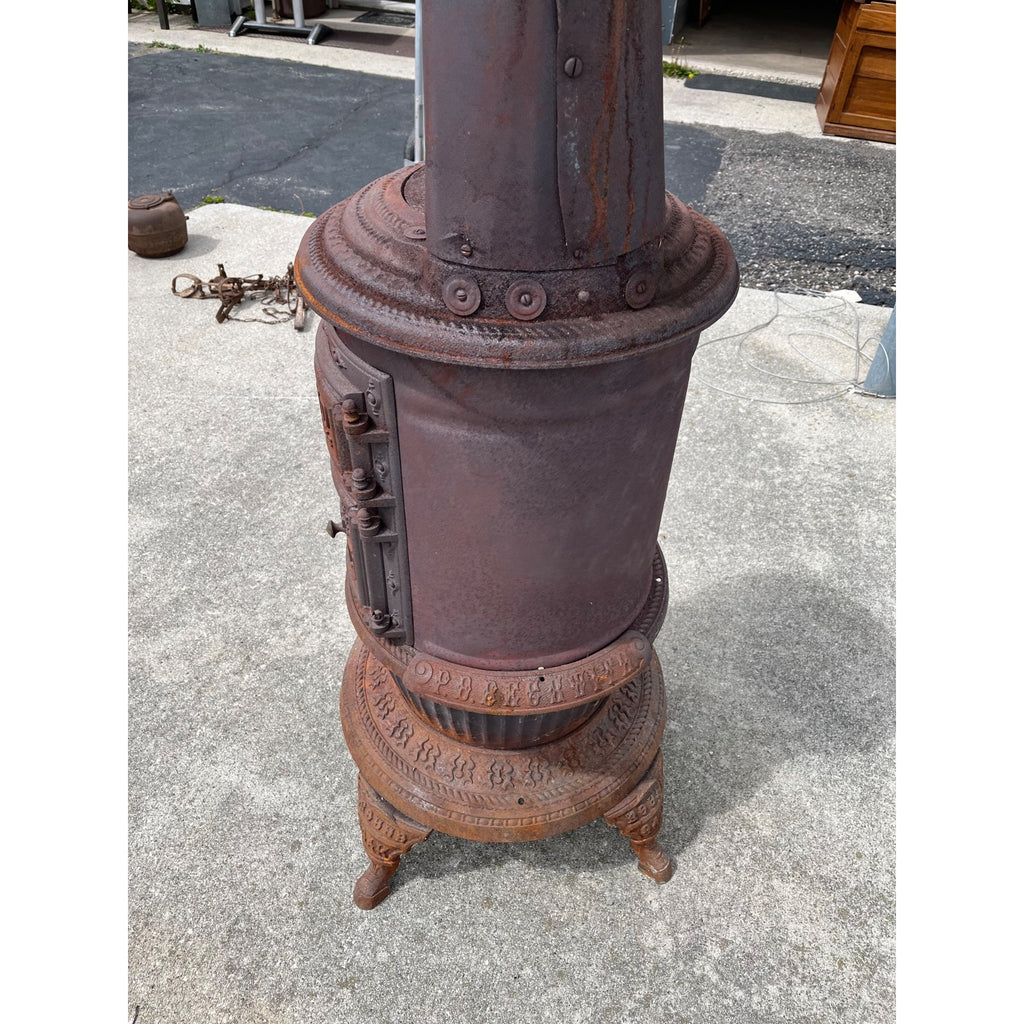 Antique Round Oak Wood Burning Parlor Stove Cast Iron - Parts/Repair