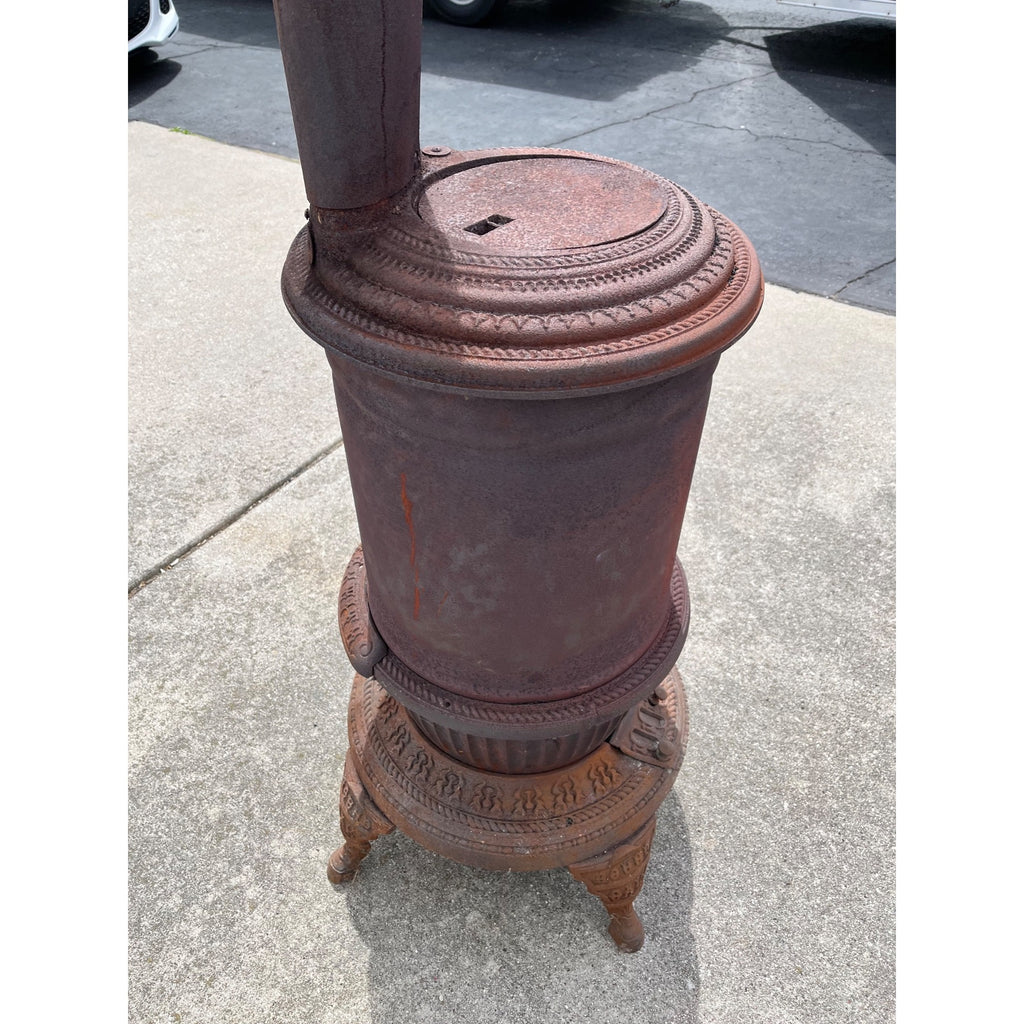 Antique Round Oak Wood Burning Parlor Stove Cast Iron - Parts/Repair