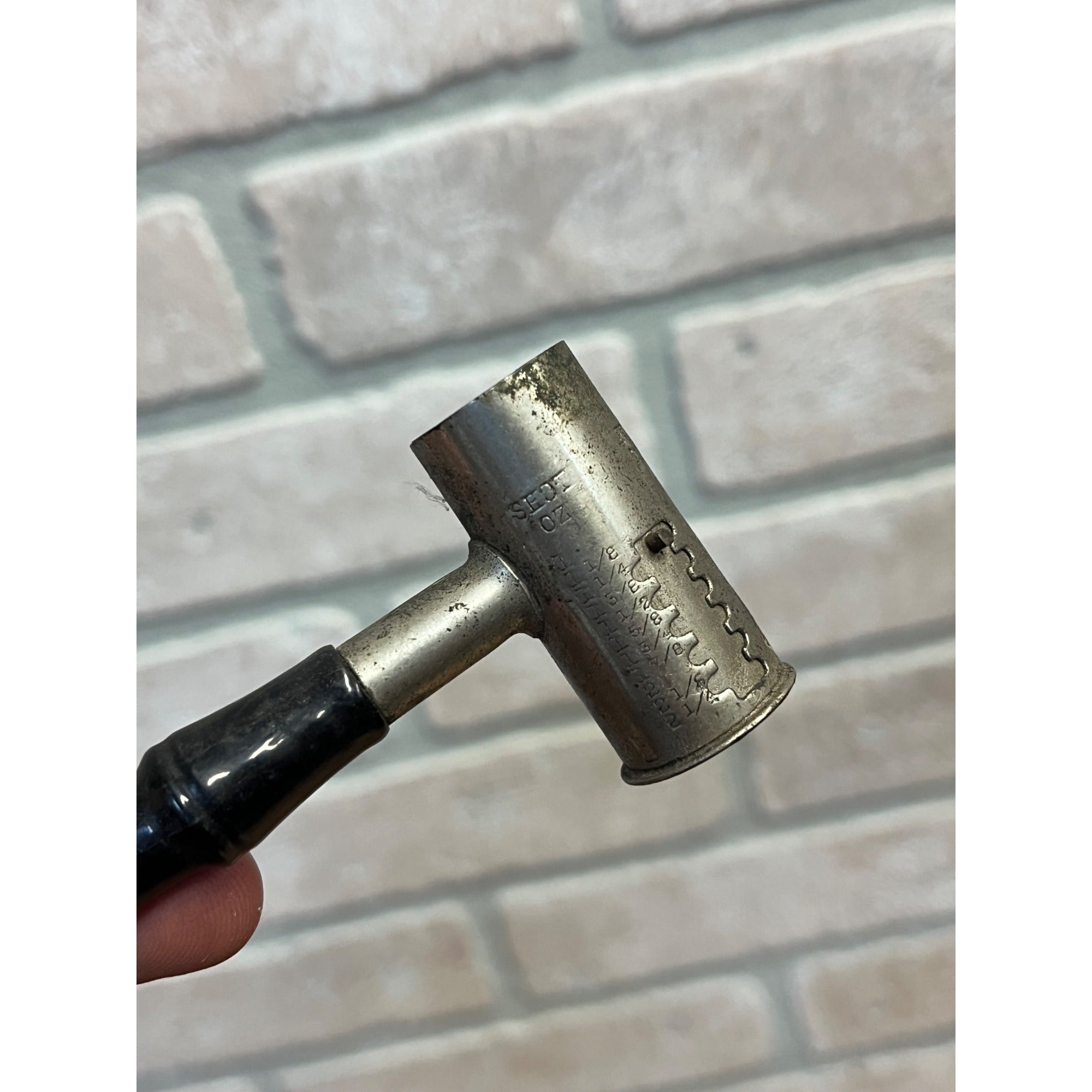 Viintage Gun Powder Shot Measure with Wooden Handle and Adjustable Scoop