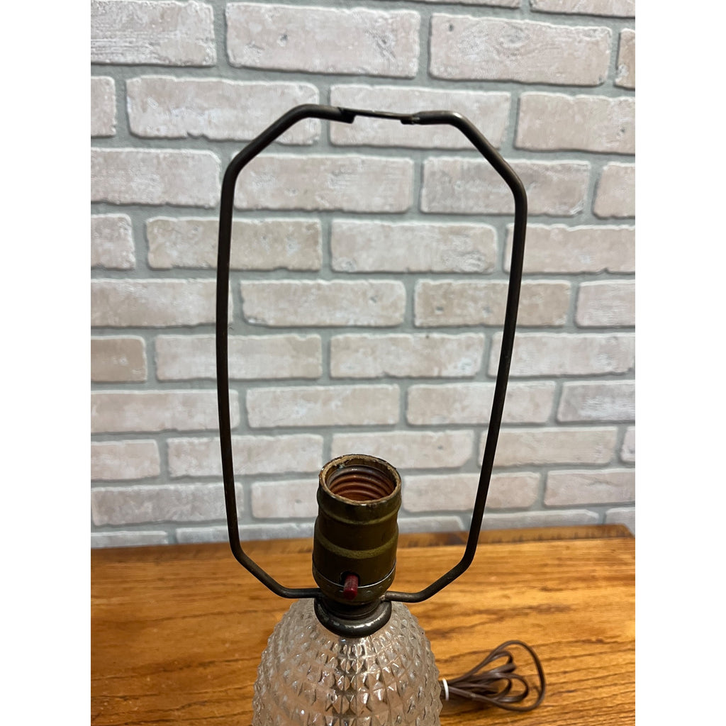 Vintage Amber Hobnail & Clear Quilted Glass Boudoir Electric Table Lamp