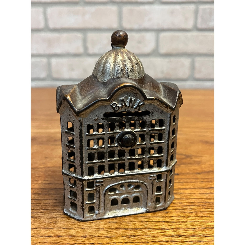 Antique AC Williams Early 1900s Cast Iron Domed Bank Building Still Bank