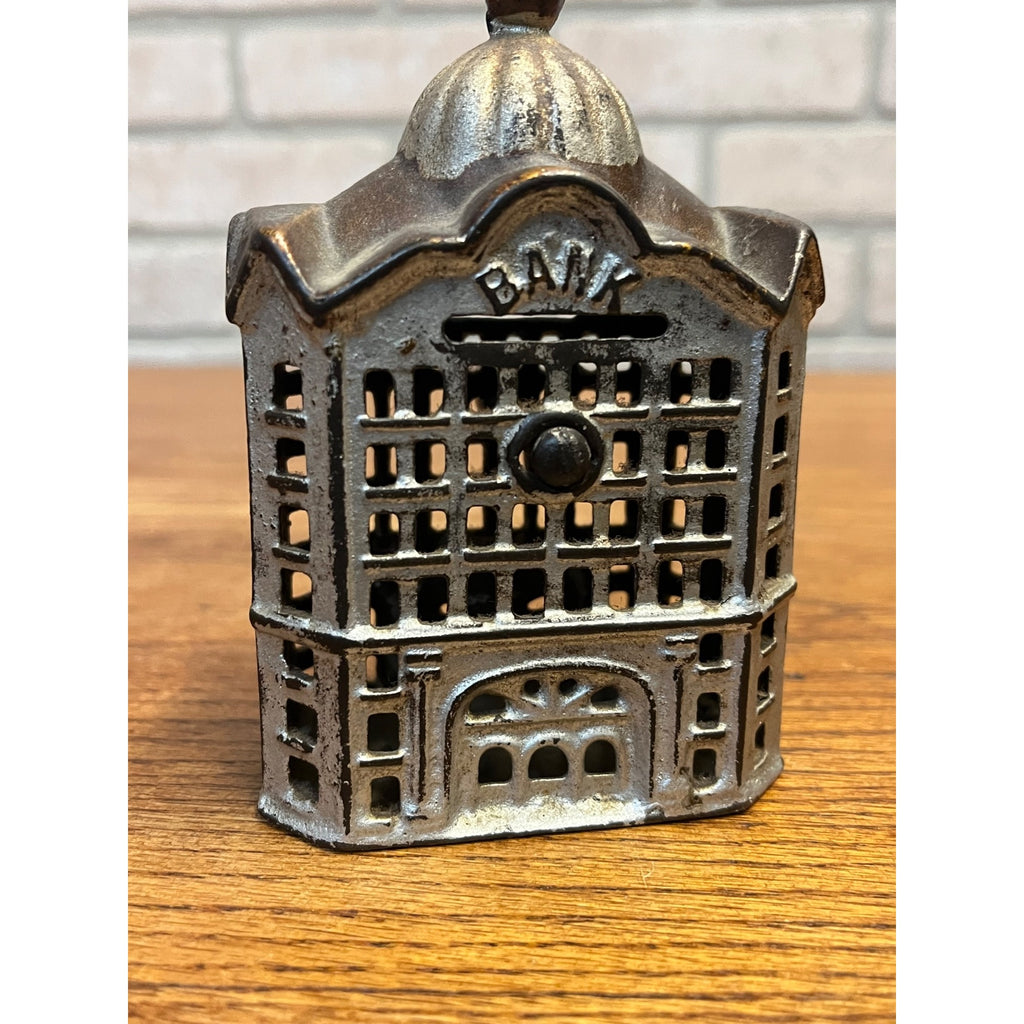 Antique AC Williams Early 1900s Cast Iron Domed Bank Building Still Bank