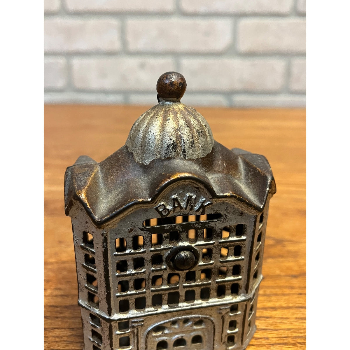 Antique AC Williams Early 1900s Cast Iron Domed Bank Building Still Bank