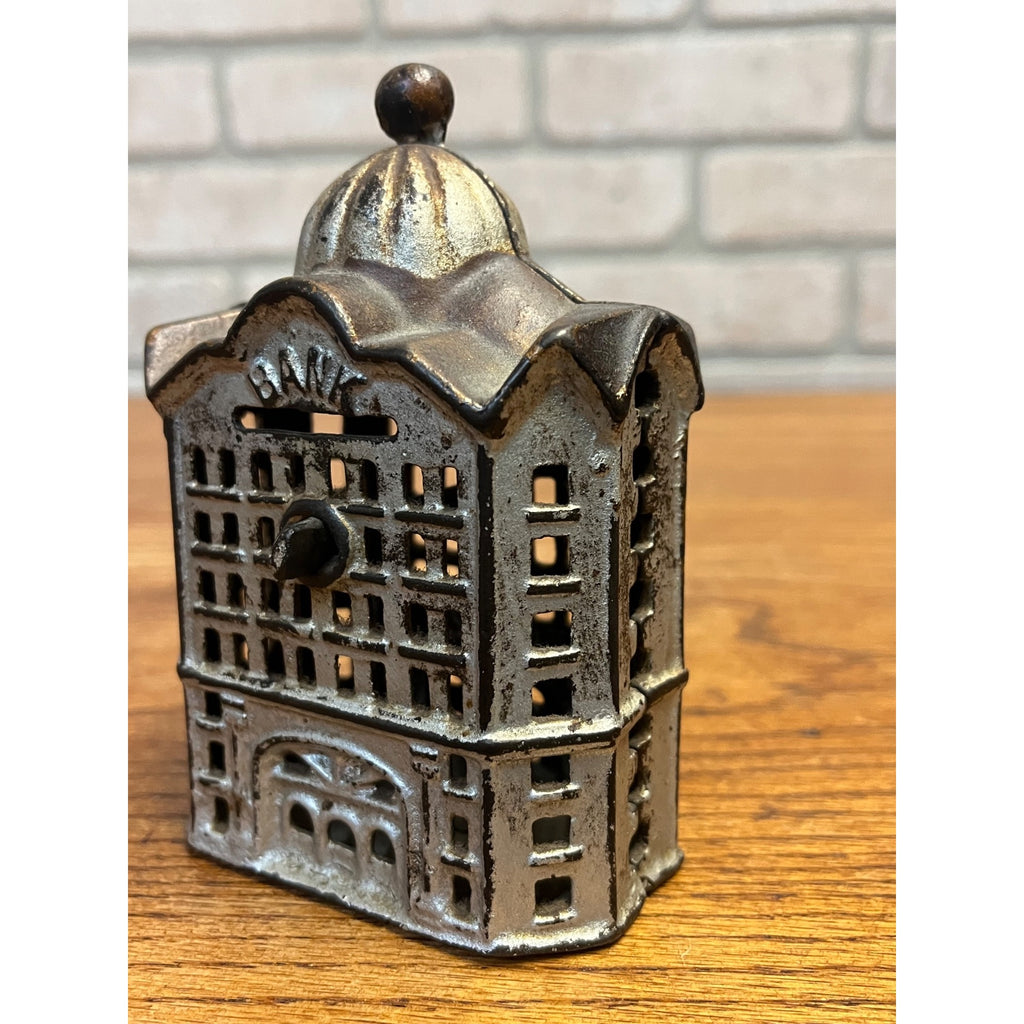 Antique AC Williams Early 1900s Cast Iron Domed Bank Building Still Bank