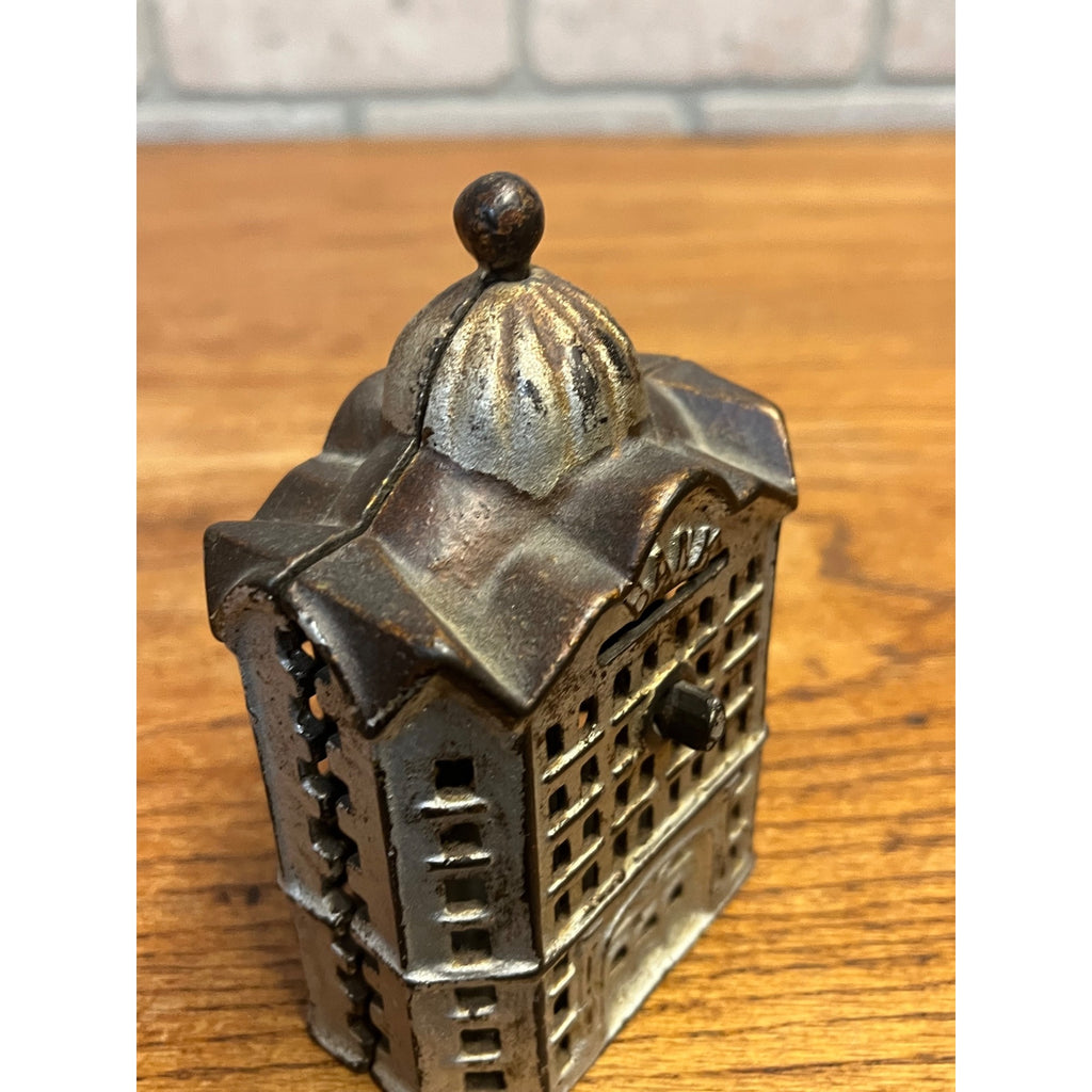 Antique AC Williams Early 1900s Cast Iron Domed Bank Building Still Bank
