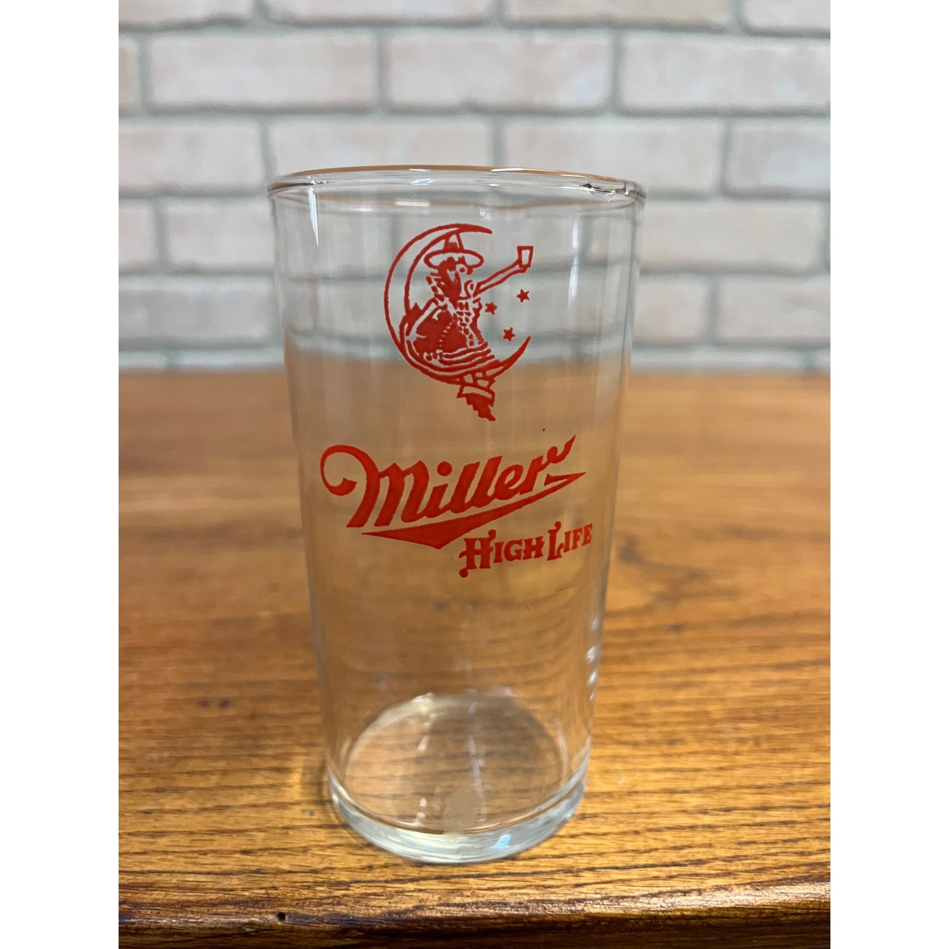 Vintage 1950s Miller High Life Beer Girl on the Moon Shell 4-3/4" Bar Glass