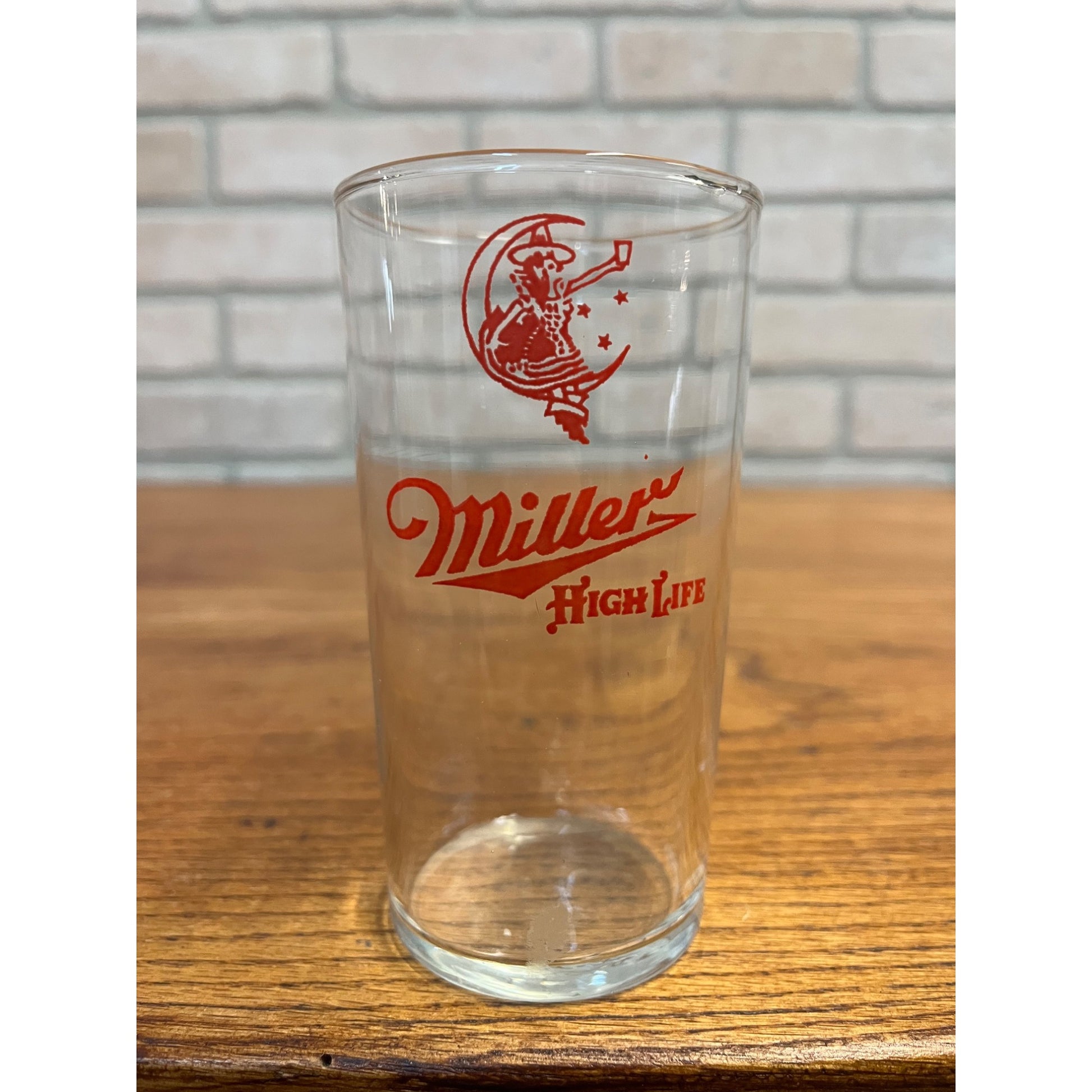 Vintage 1950s Miller High Life Beer Girl on the Moon Shell 4-3/4" Bar Glass