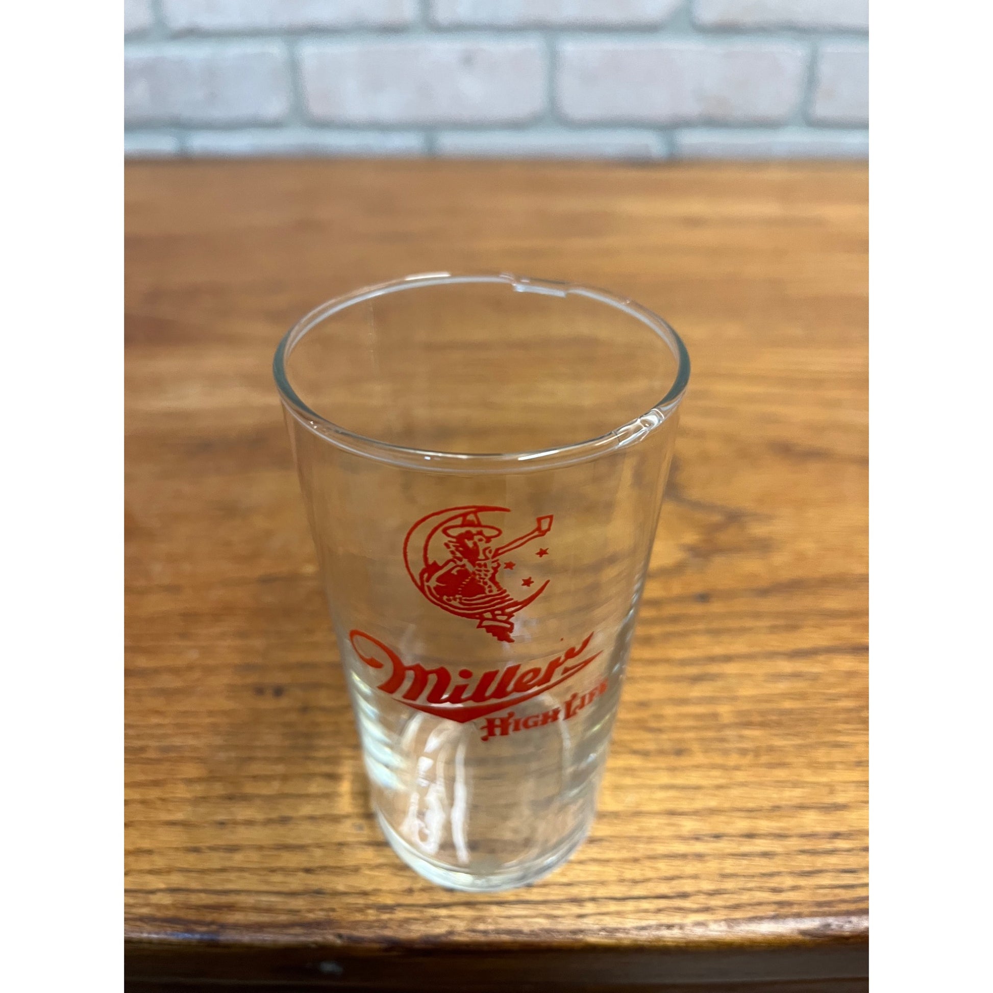 Vintage 1950s Miller High Life Beer Girl on the Moon Shell 4-3/4" Bar Glass