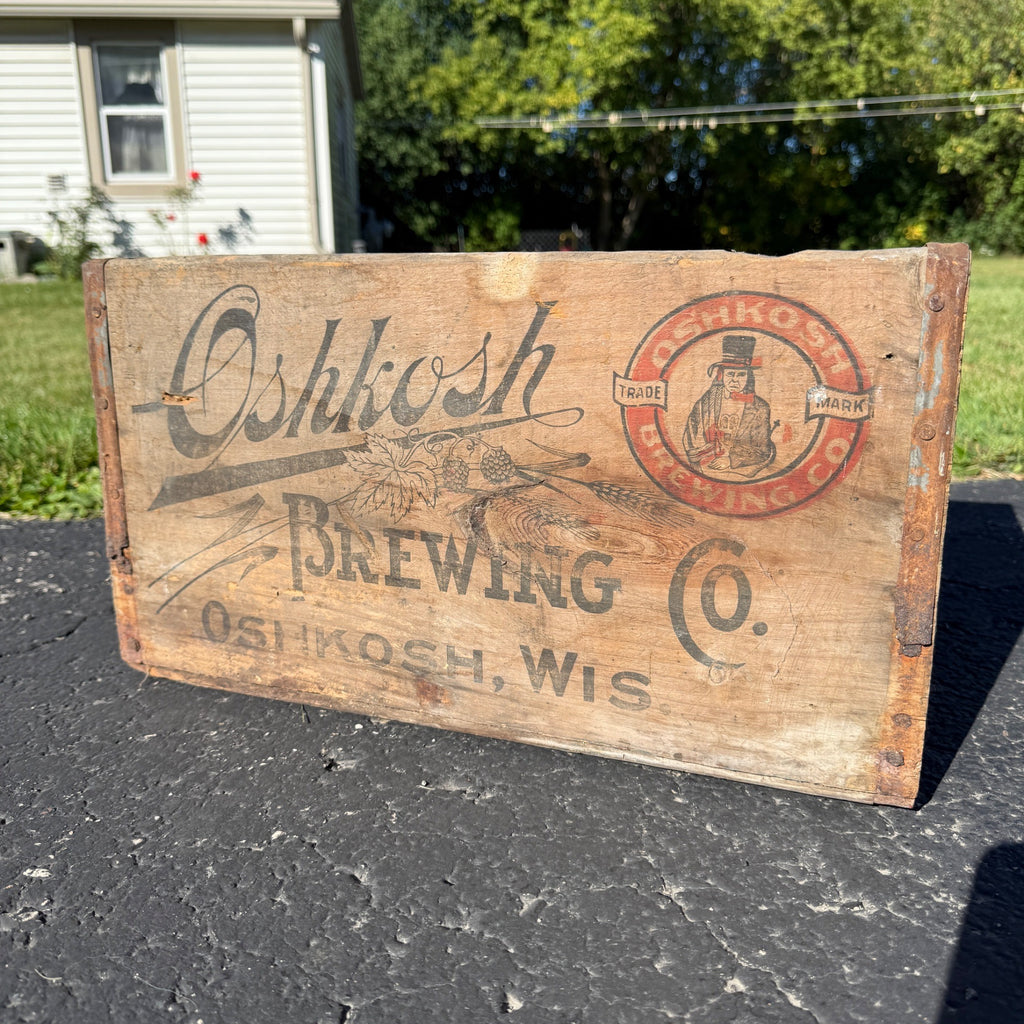 Wooden Beer Crate Oshkosh Brewing Co. Chief Wisconsin Wood Box