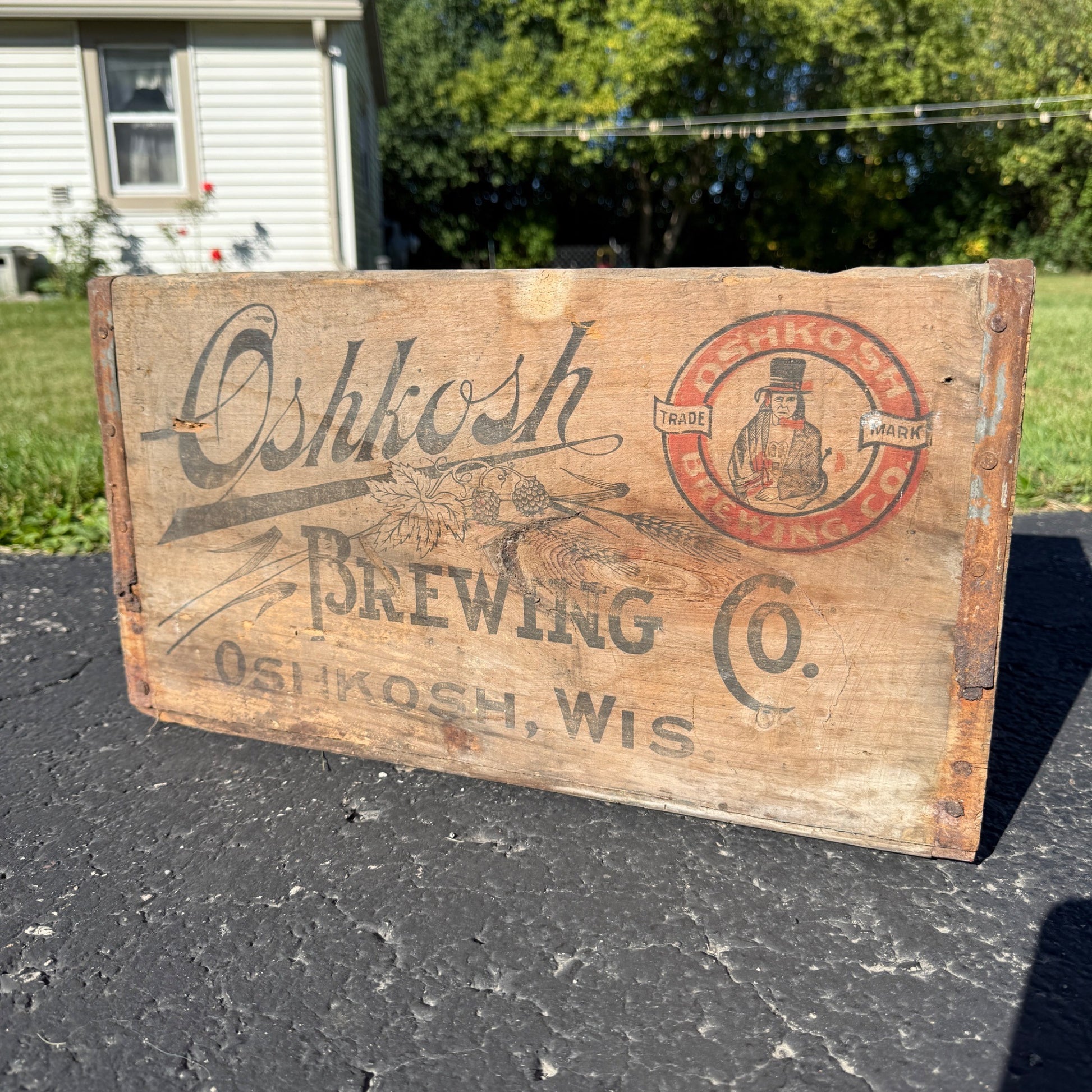 Wooden Beer Crate Oshkosh Brewing Co. Chief Wisconsin Wood Box