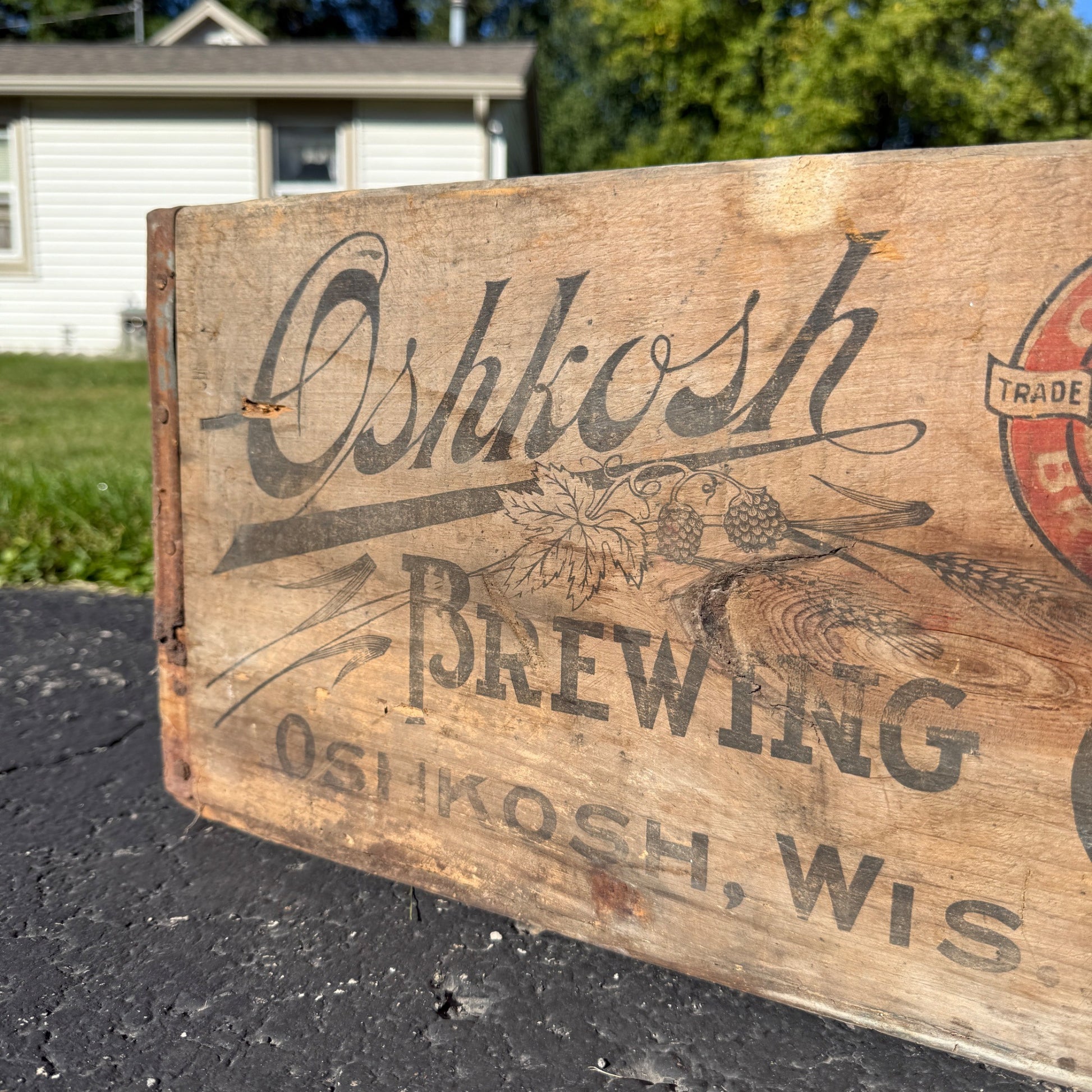 Wooden Beer Crate Oshkosh Brewing Co. Chief Wisconsin Wood Box