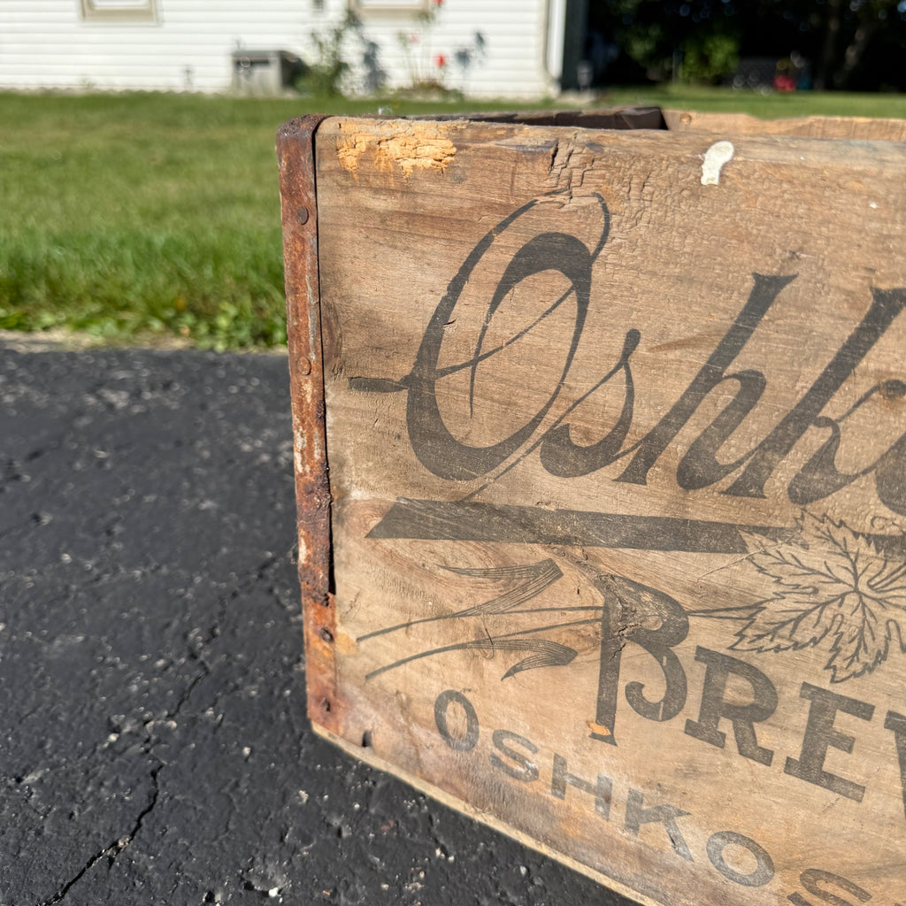 Wooden Beer Crate Oshkosh Brewing Co. Chief Wisconsin Wood Box