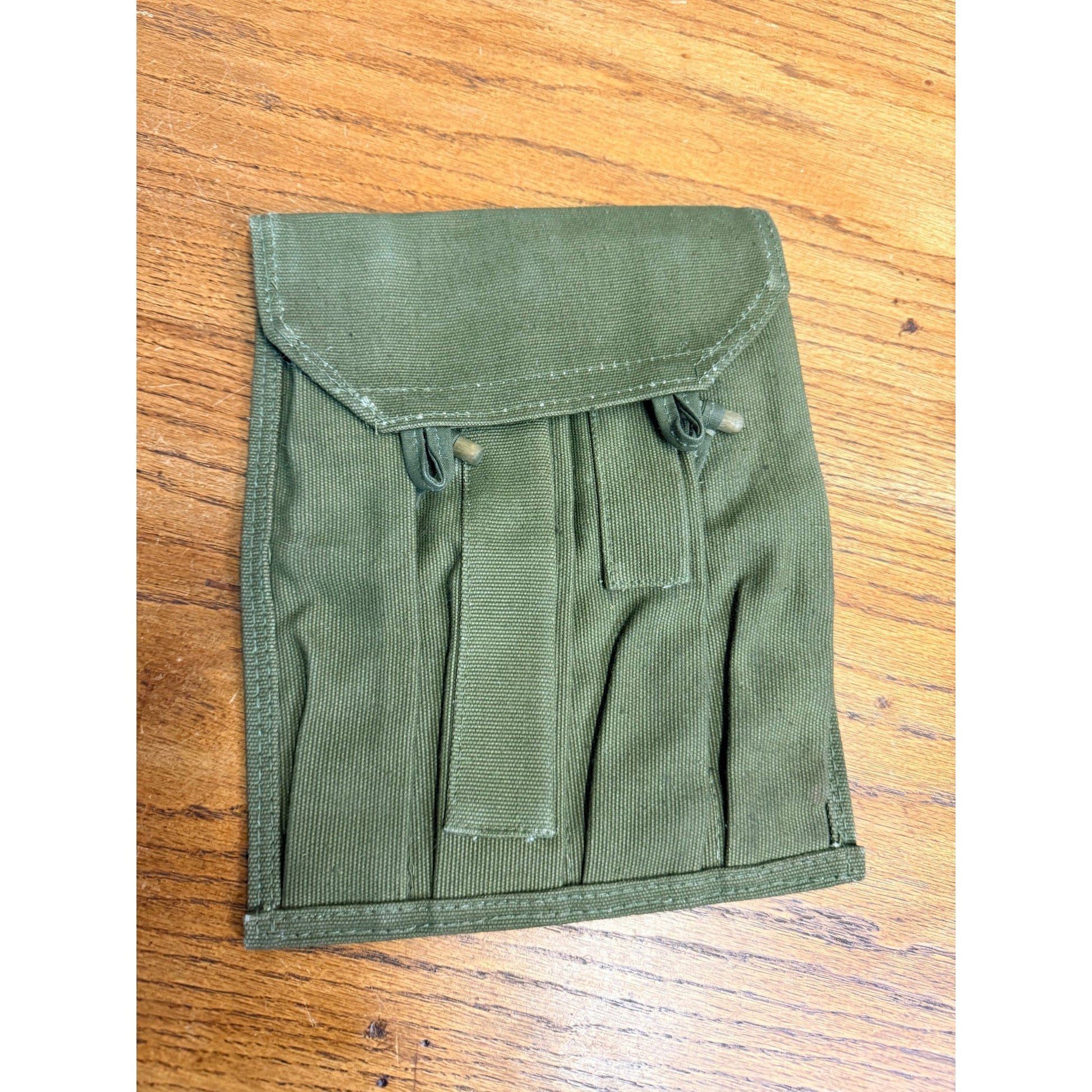 Vintage Polish Military PPS-43 Canvas Magazine Pouch With Wooden Toggle Closures