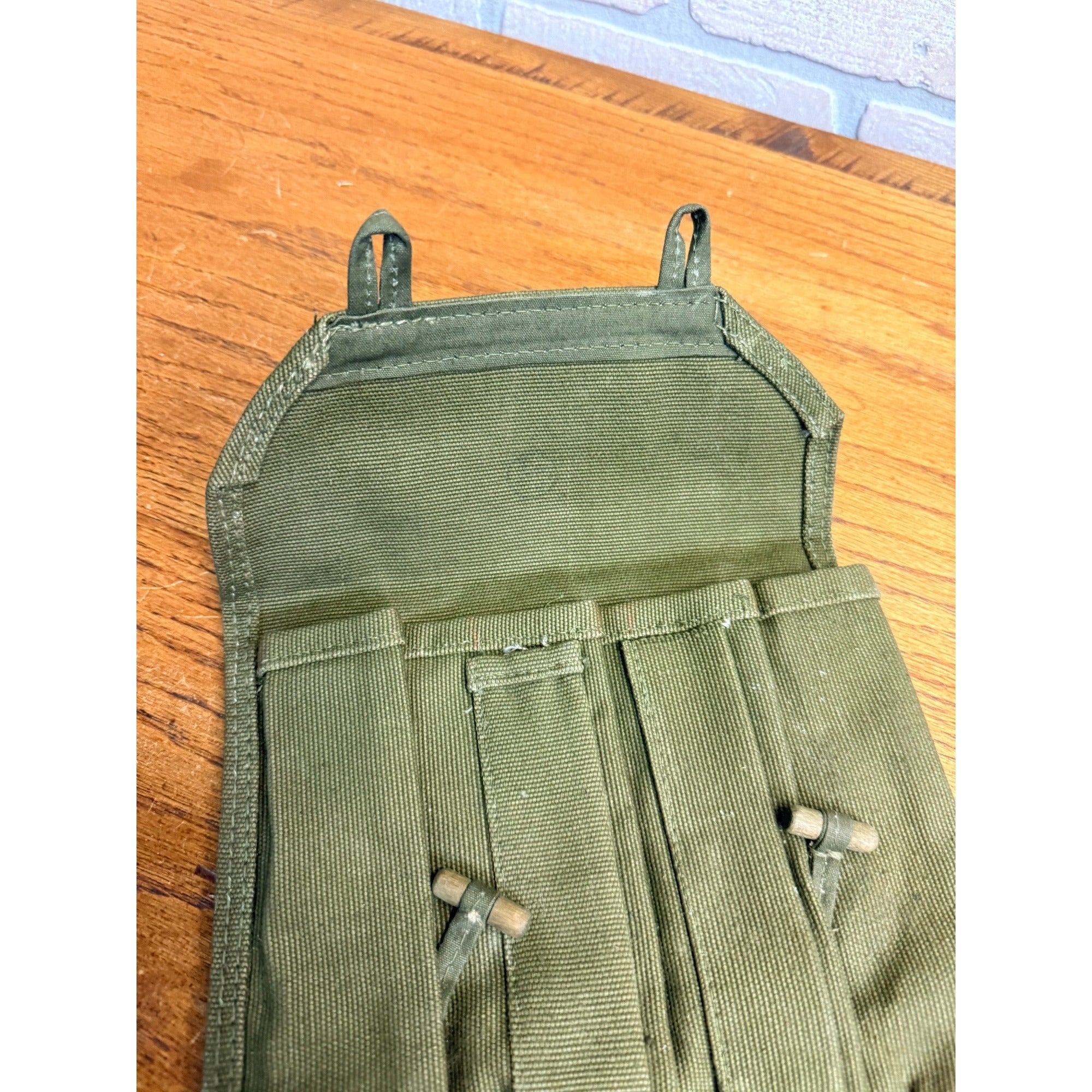 Vintage Polish Military PPS-43 Canvas Magazine Pouch With Wooden Toggle Closures