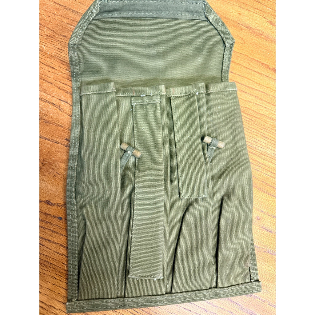 Vintage Polish Military PPS-43 Canvas Magazine Pouch With Wooden Toggle Closures