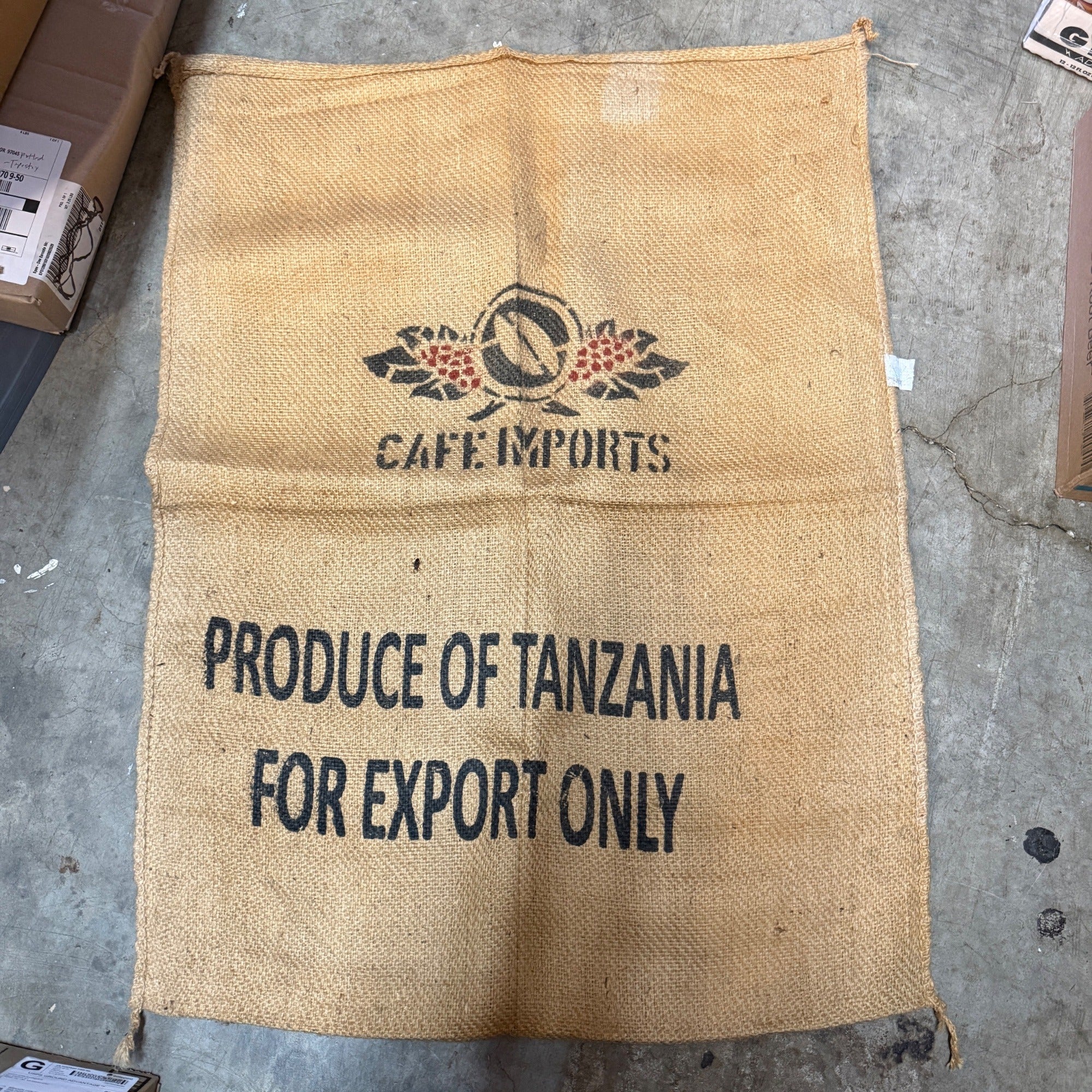 Large Tanzania Coffee Cafe Imports Bean Sack Bag Crafts Wall Decor Burlap Bag