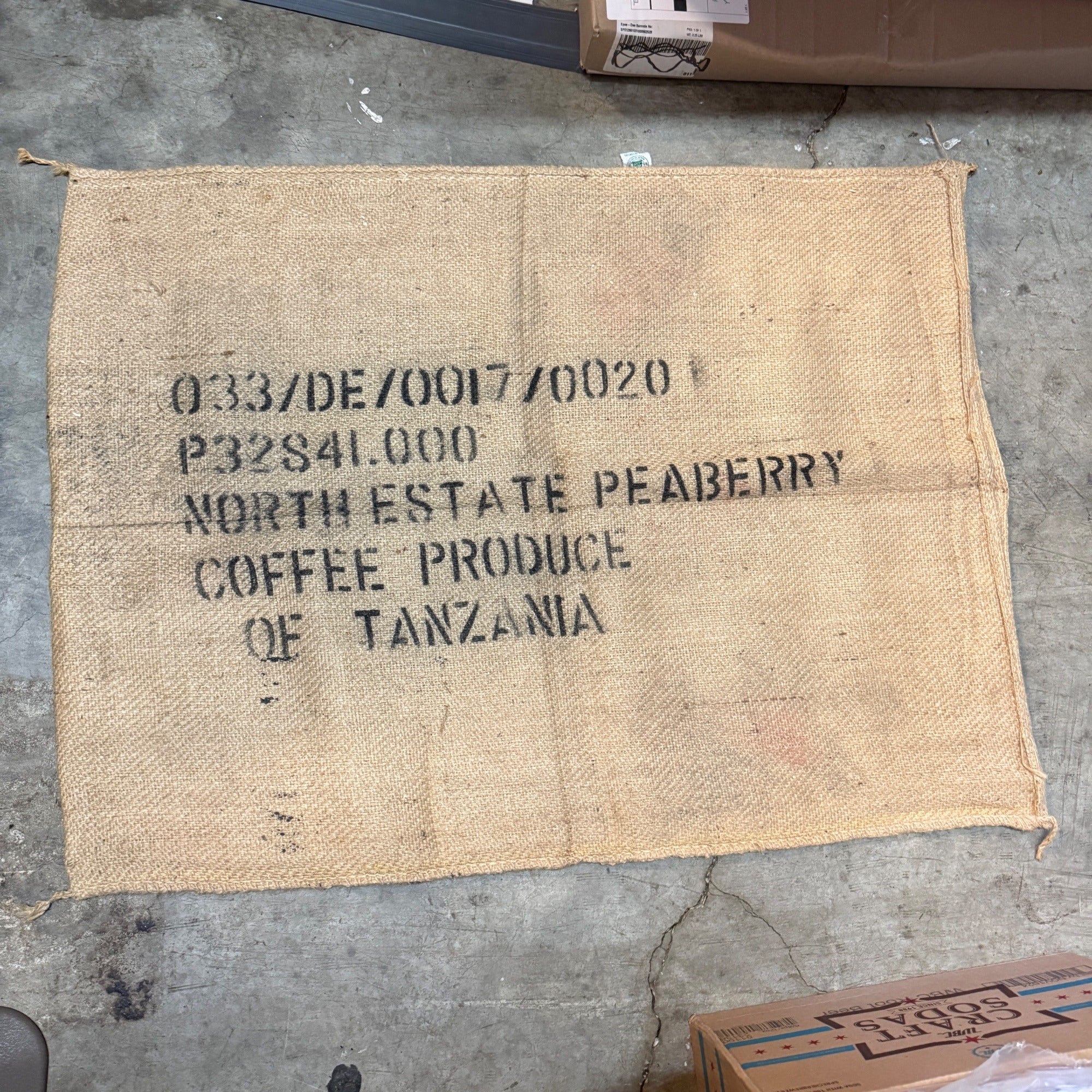 Large Tanzania Coffee Cafe Imports Bean Sack Bag Crafts Wall Decor Burlap Bag