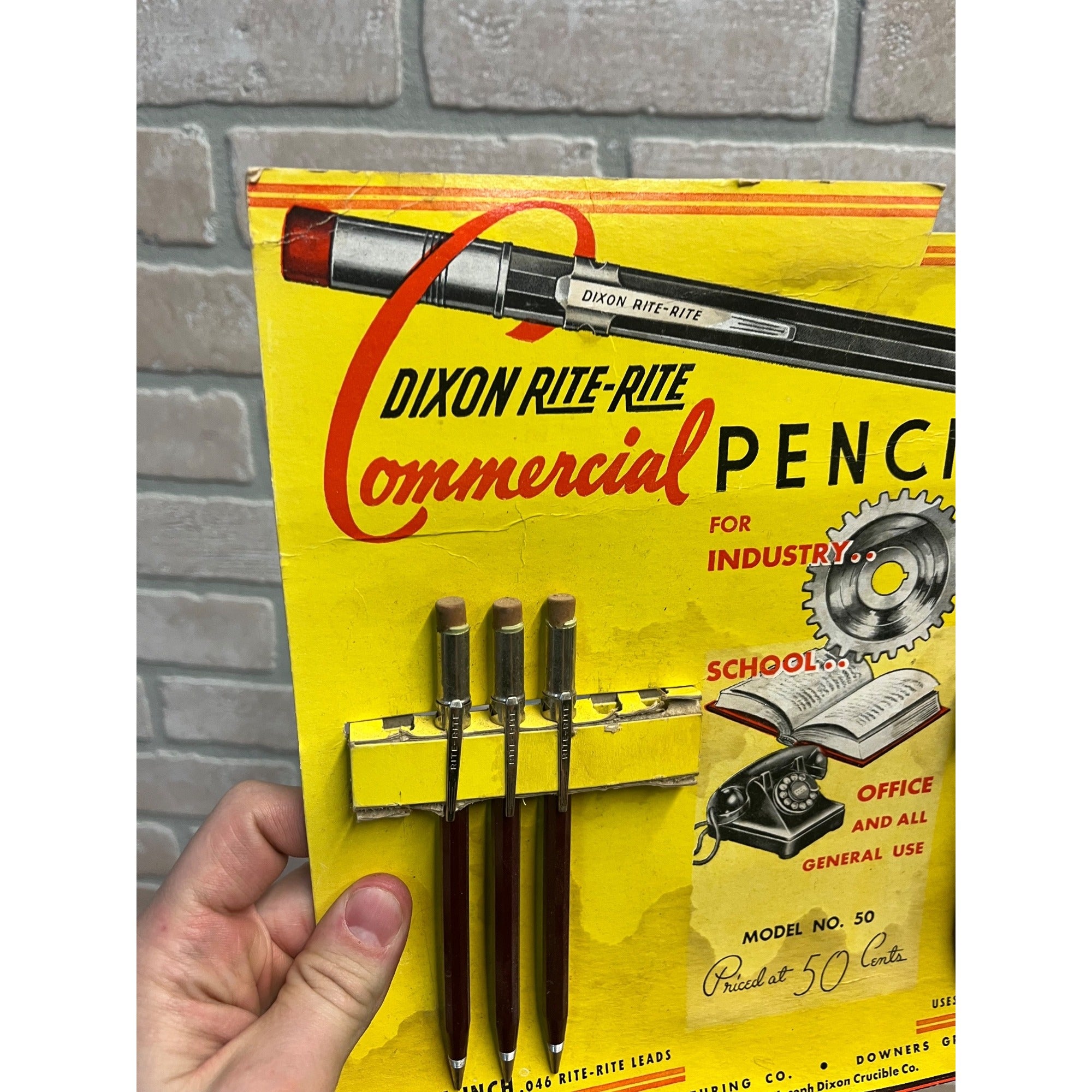 Vintage Dixon Rite-Rite Pencil Advertising Retail Store Countertop Display Sign