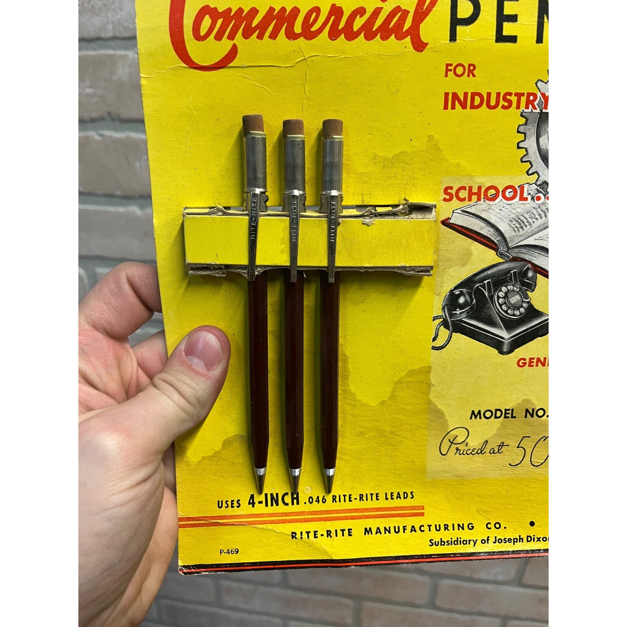 Vintage Dixon Rite-Rite Pencil Advertising Retail Store Countertop Display Sign