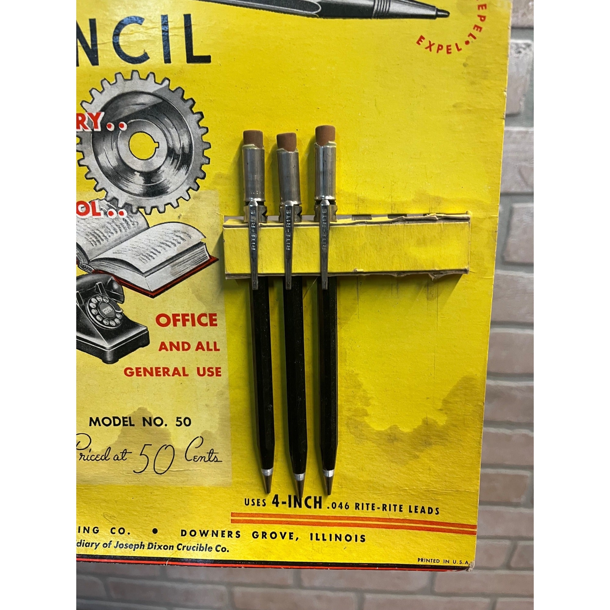 Vintage Dixon Rite-Rite Pencil Advertising Retail Store Countertop Display Sign