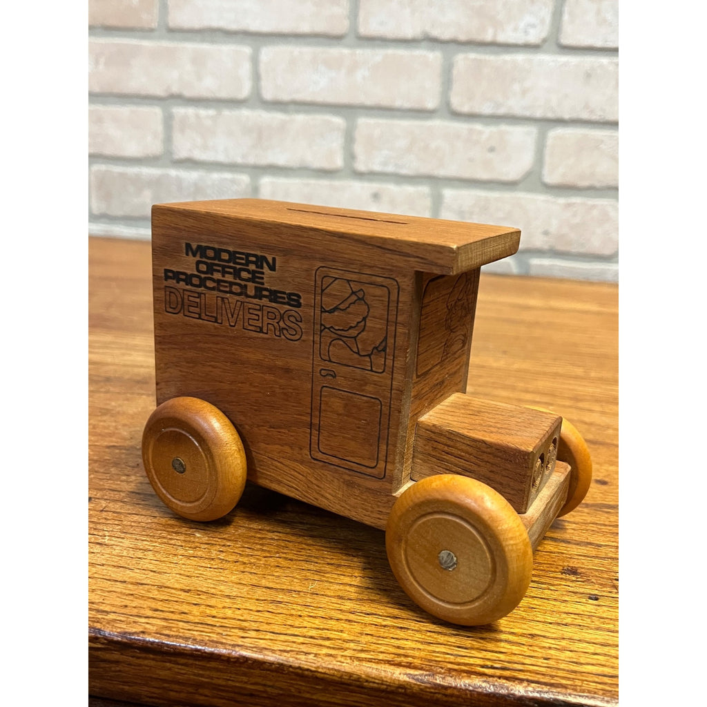 Vintage Wooden Delivery Truck Savings Bank Modern Office Procedures Delivers 1979 Toystalgia Golden Valley, MN. Piggy Bank
