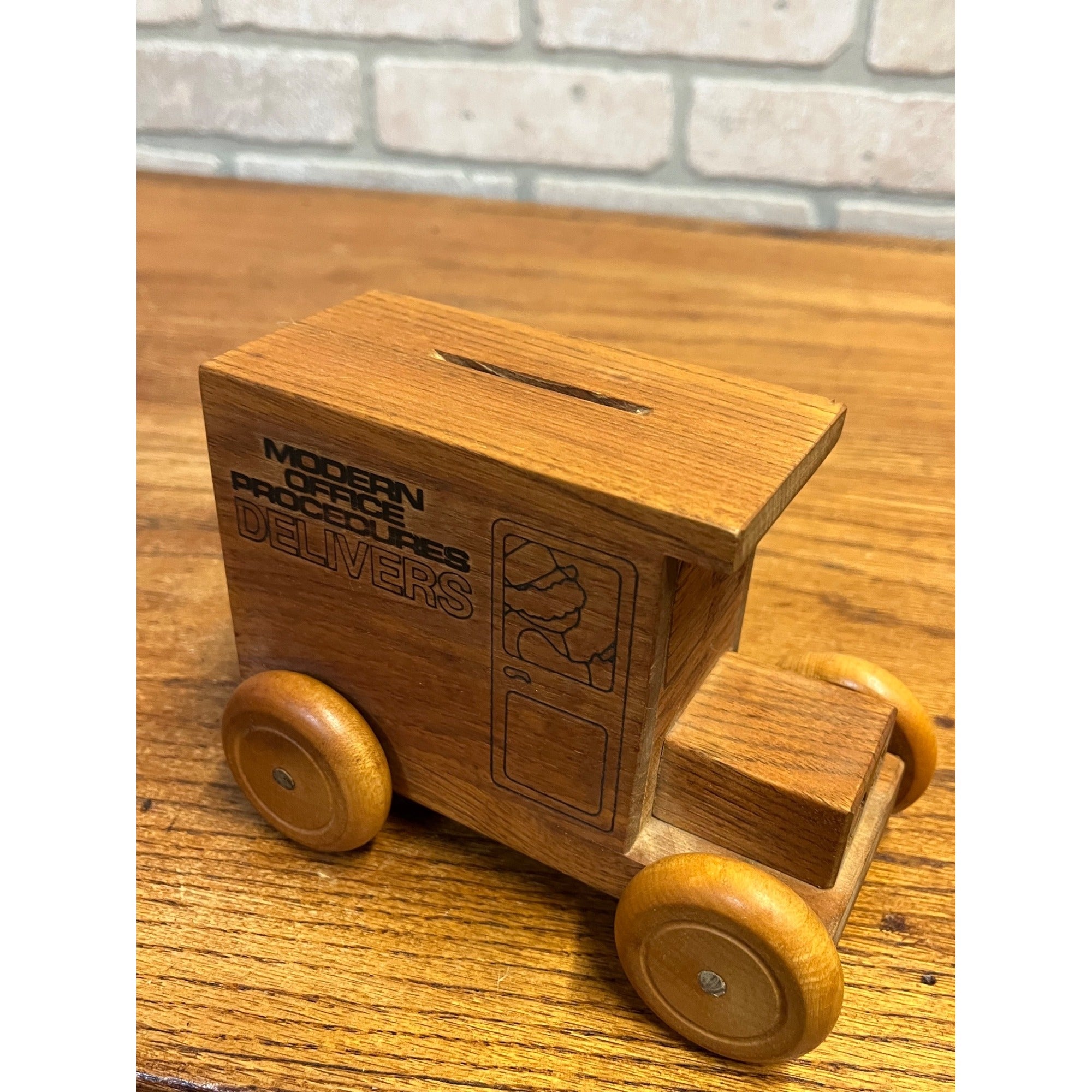 Vintage Wooden Delivery Truck Savings Bank Modern Office Procedures Delivers 1979 Toystalgia Golden Valley, MN. Piggy Bank