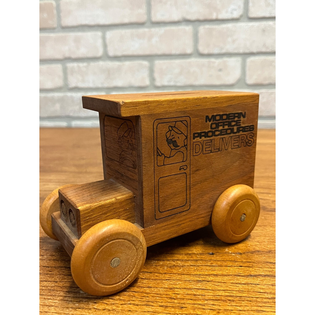 Vintage Wooden Delivery Truck Savings Bank Modern Office Procedures Delivers 1979 Toystalgia Golden Valley, MN. Piggy Bank