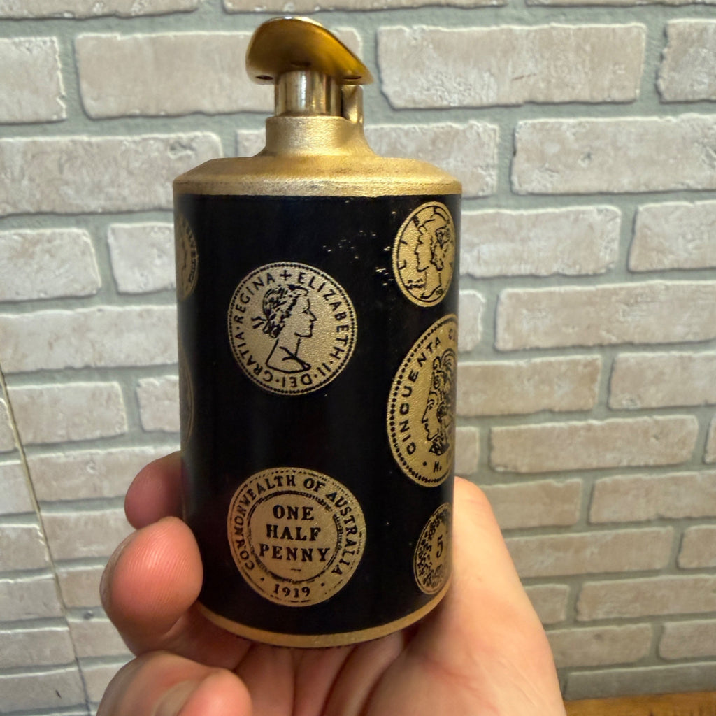 Ronson Desktop Lighter Varaflame Saturn Untested As-is Coin Motif Pattern