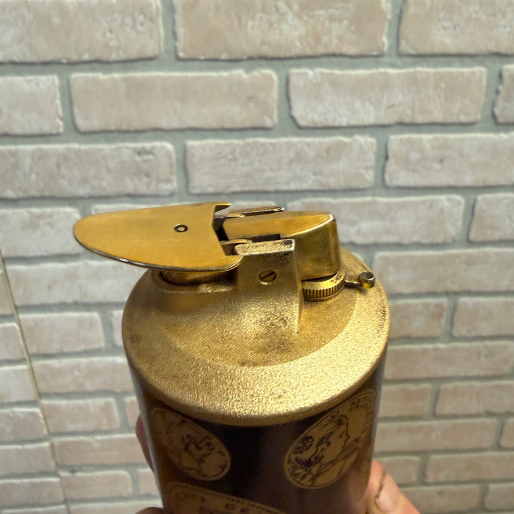 Ronson Desktop Lighter Varaflame Saturn Untested As-is Coin Motif Pattern