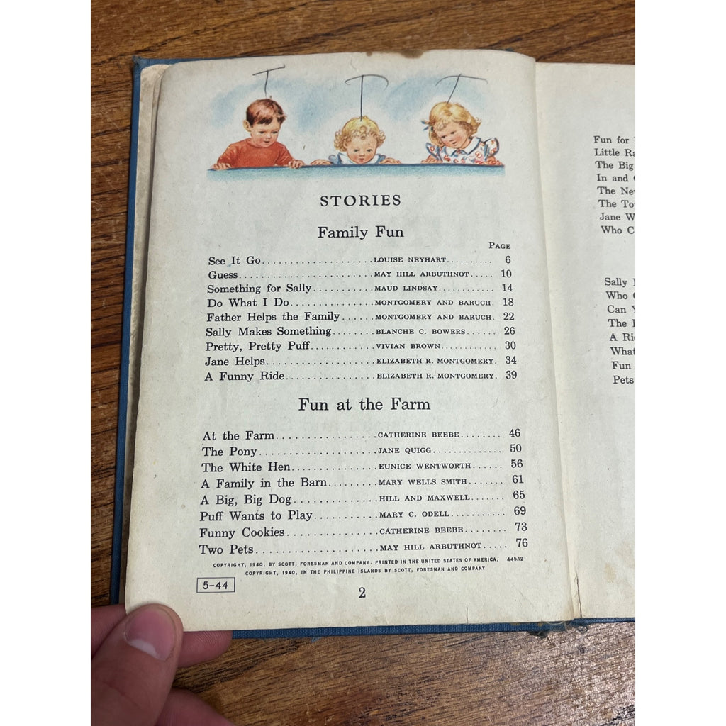 Vintage 1940 Fun with Dick & Jane Hardcover Children's Book 1st Edition