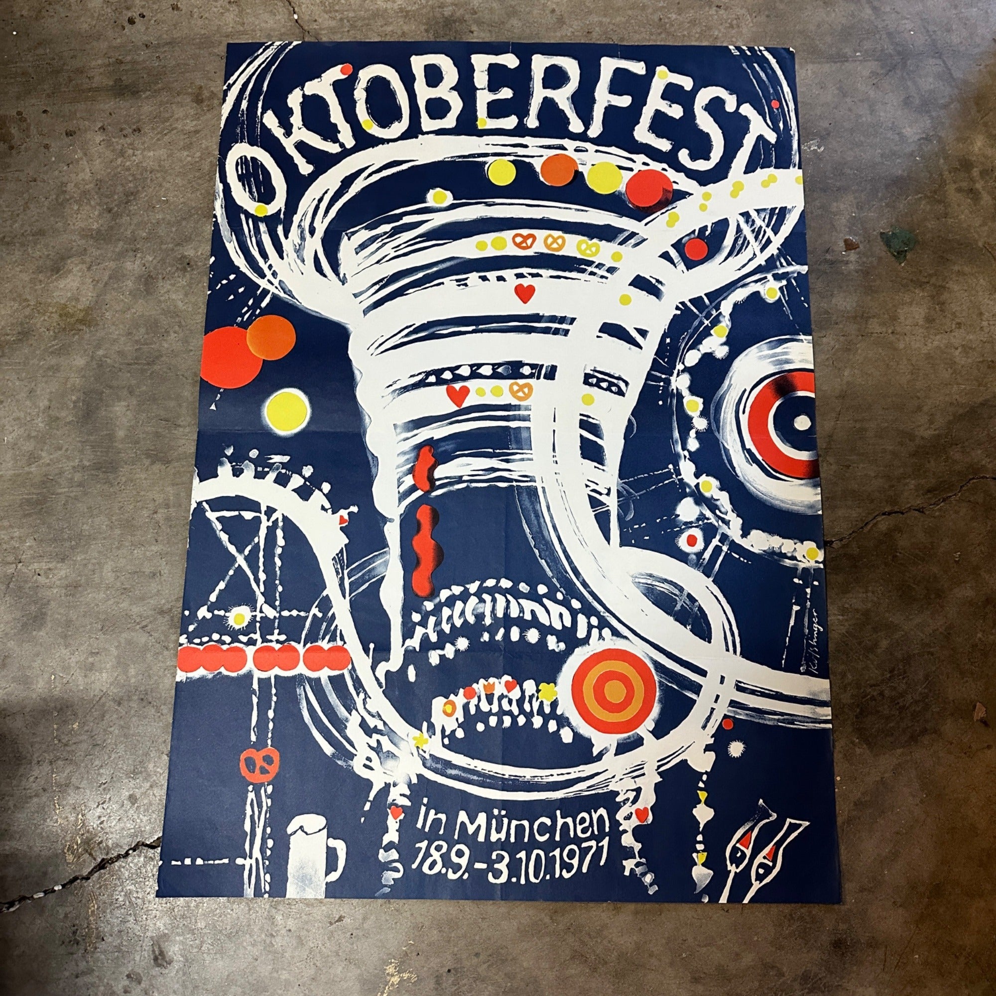 Vintage Original 1971 Poster Oktoberfest Oktoberfest in Munich Munchen Great Condition
