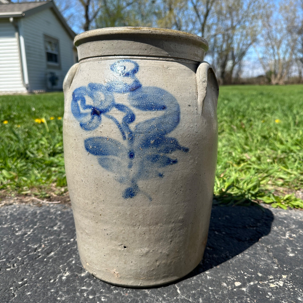 3 Gall Milwaukee Stoneware Co Wisconsin Ornately Decorated Cobalt Crock Churn