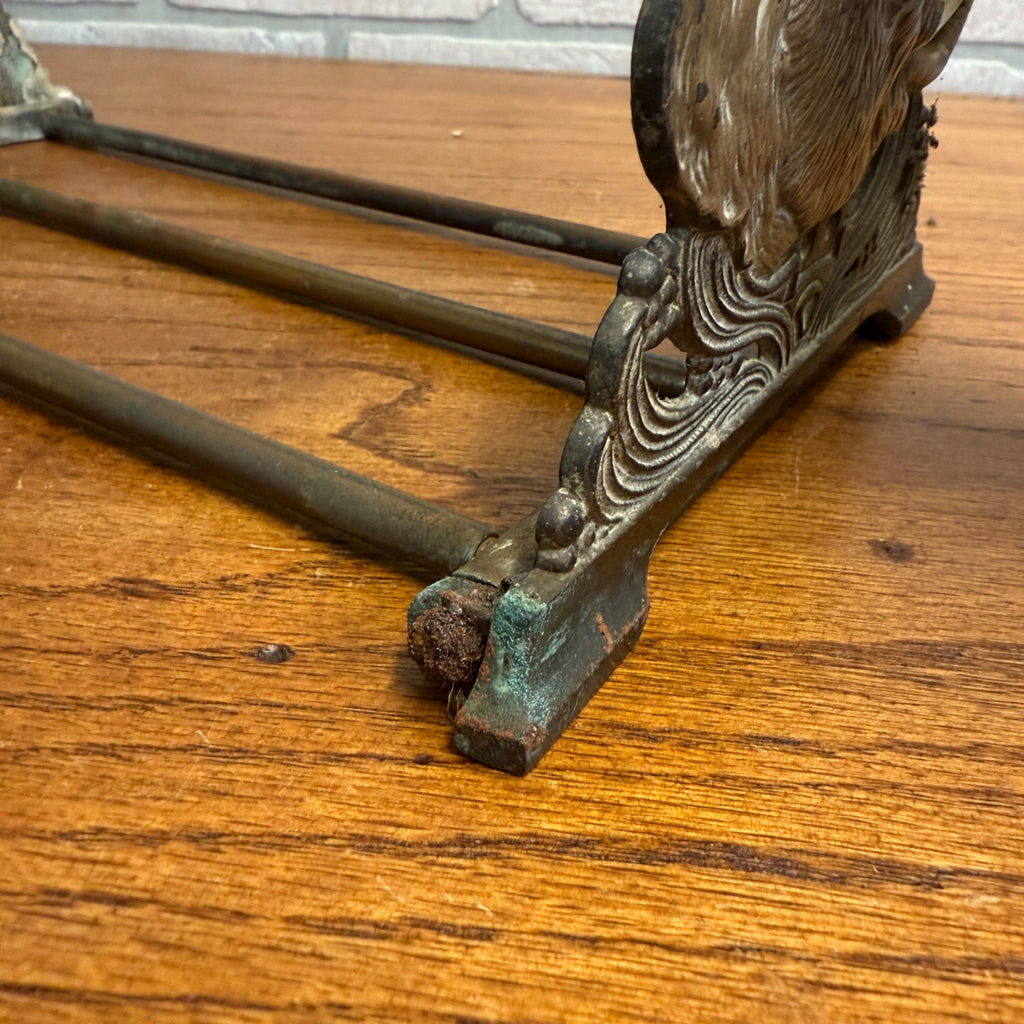 Antique Art Nouveau Elephant Bookend Book Rack Expandable Cast Iron & Brass