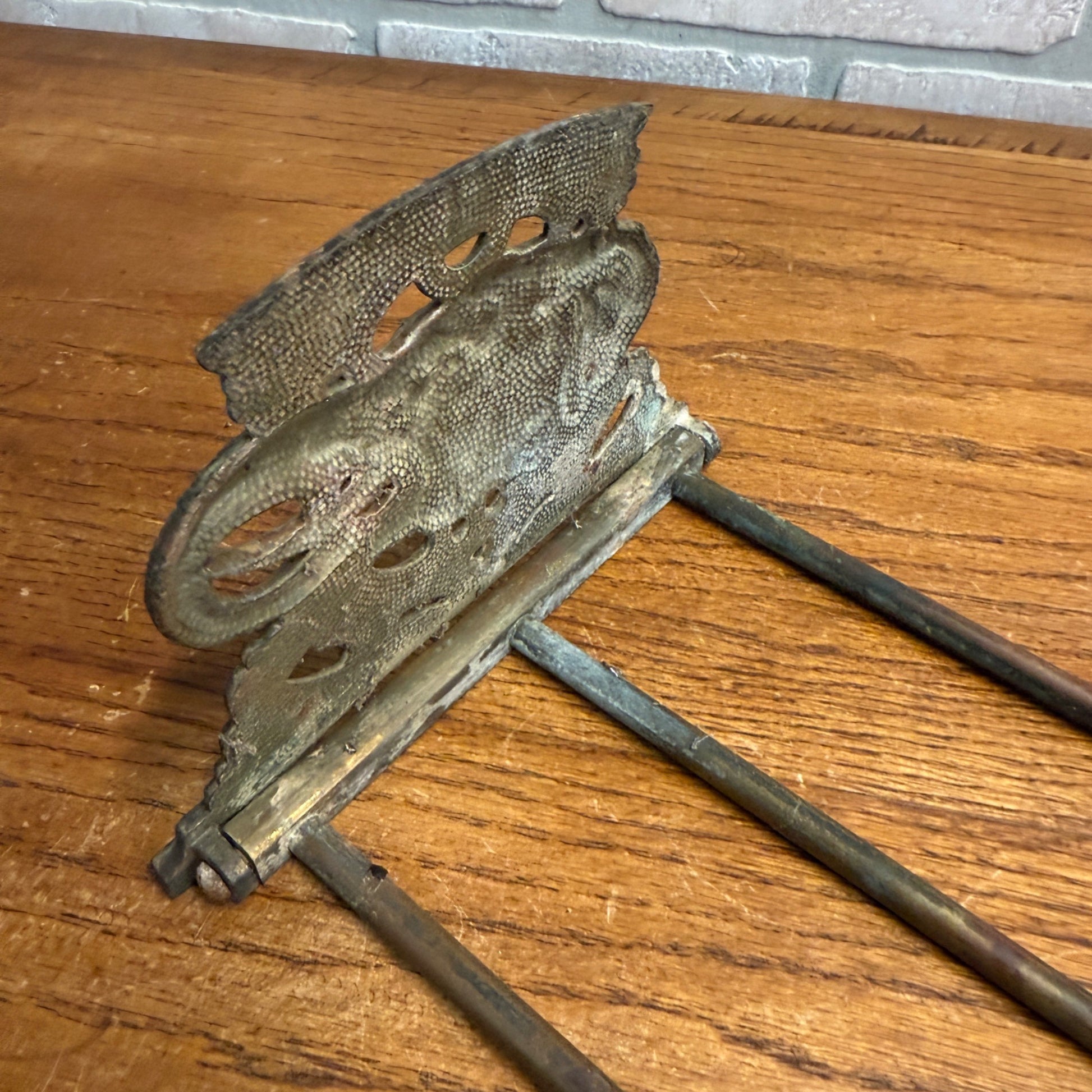 Antique Art Nouveau Elephant Bookend Book Rack Expandable Cast Iron & Brass