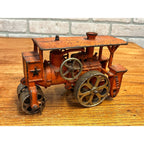 Antique 1930s Hubley Road Roller Steam Engine #735 Cast Iron Toy Orange