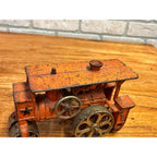 Antique 1930s Hubley Road Roller Steam Engine #735 Cast Iron Toy Orange