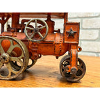 Antique 1930s Hubley Road Roller Steam Engine #735 Cast Iron Toy Orange