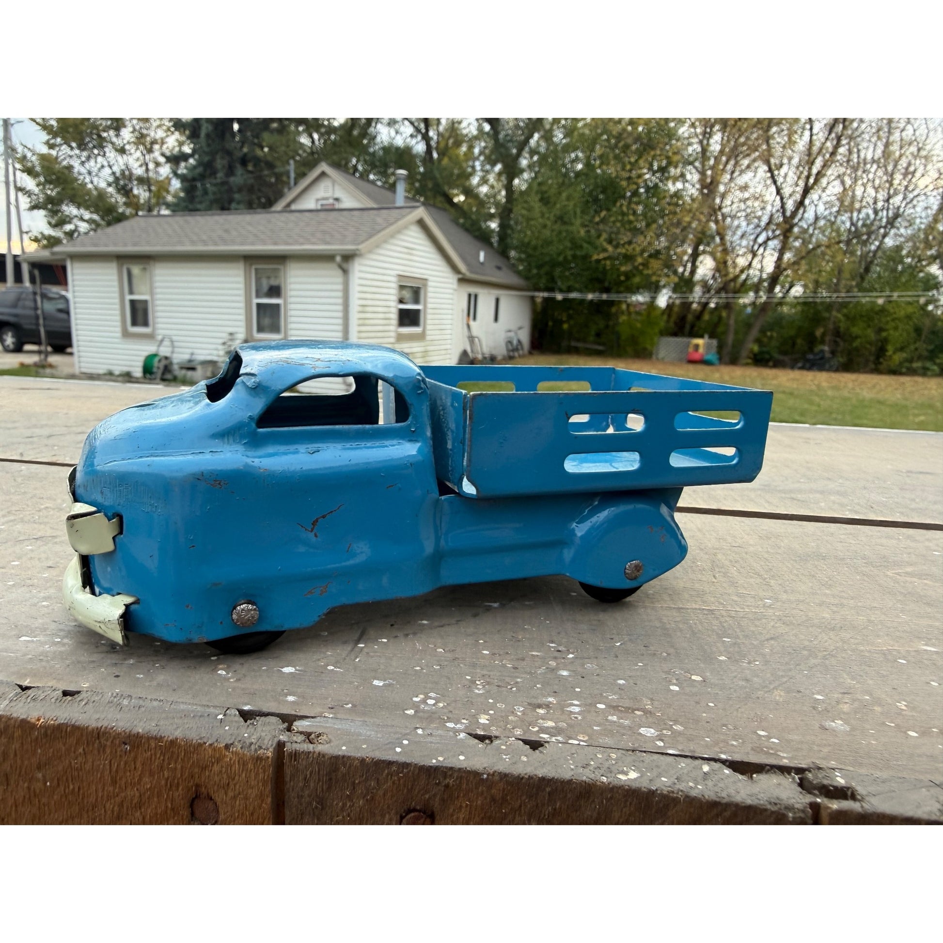 Vintage Marx Wyandotte Stake Bed Farm Truck 6" Pressed Steel Toy