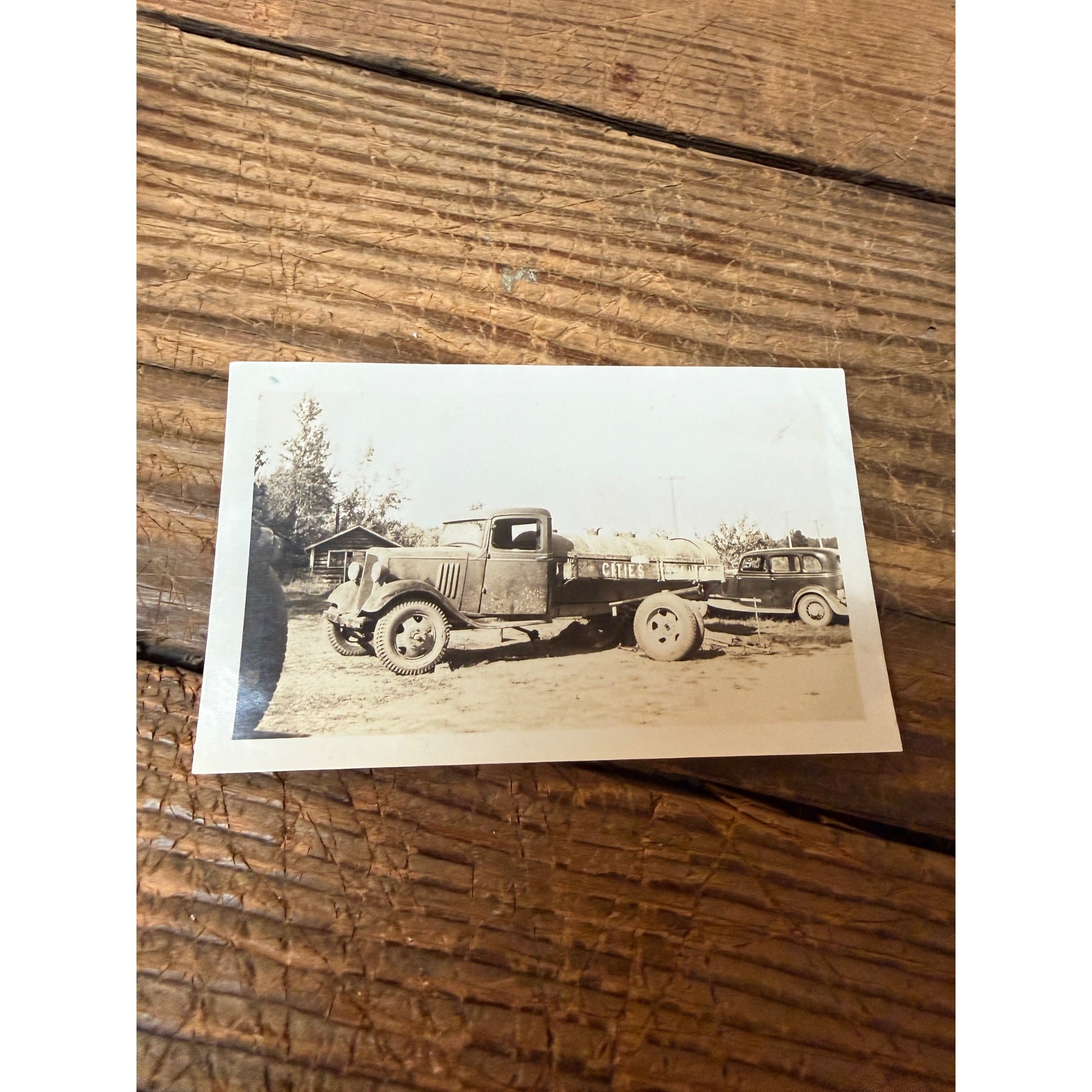 Vintage 1940s Snapshot Photograph Cities Services Oil Tanker Truck