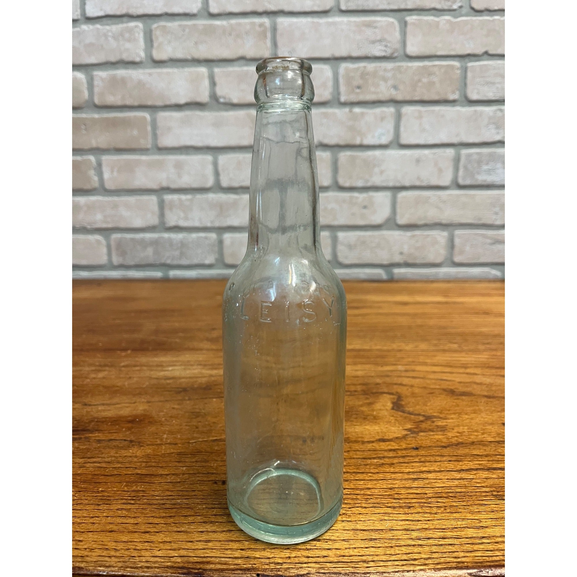 Vintage Leisy Brewing Co. Peoria Illinois Brewery Beer Bottle Glass Aqua Blue IL