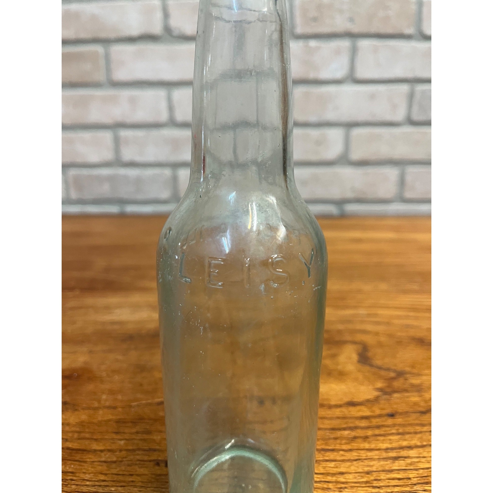 Vintage Leisy Brewing Co. Peoria Illinois Brewery Beer Bottle Glass Aqua Blue IL