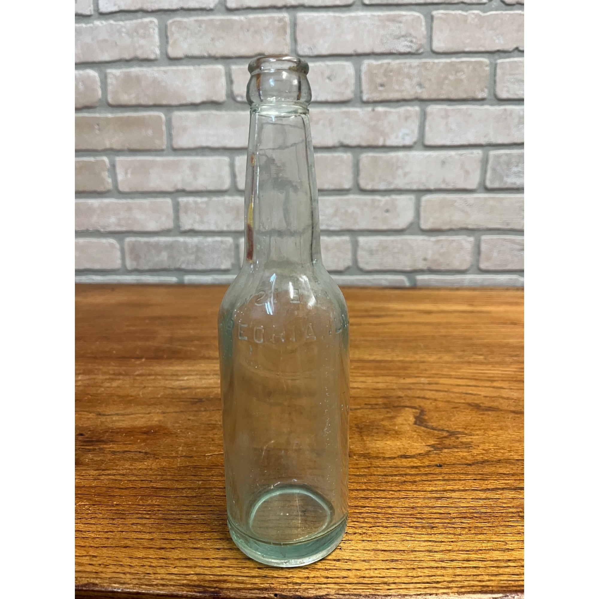 Vintage Leisy Brewing Co. Peoria Illinois Brewery Beer Bottle Glass Aqua Blue IL