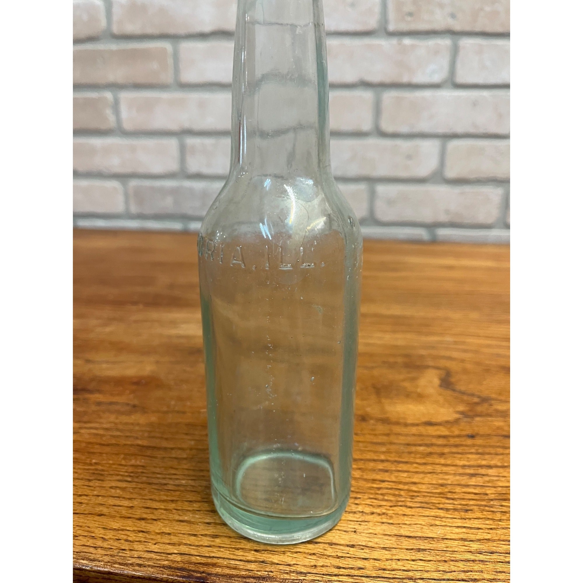 Vintage Leisy Brewing Co. Peoria Illinois Brewery Beer Bottle Glass Aqua Blue IL