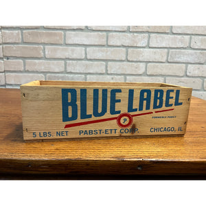 Vintage Blue Label Pabst-Ett Pabst Beer Prohibition Wooden Cheese Box 5lb CLEAN