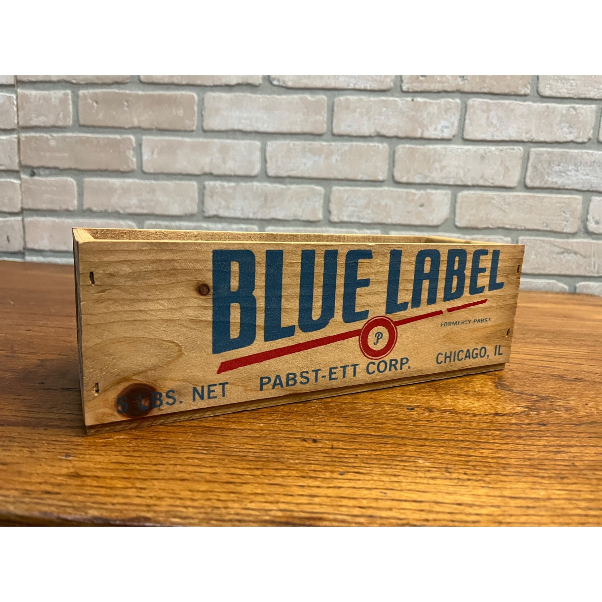 Vintage Blue Label Pabst-Ett Pabst Beer Prohibition Wooden Cheese Box 5lb CLEAN