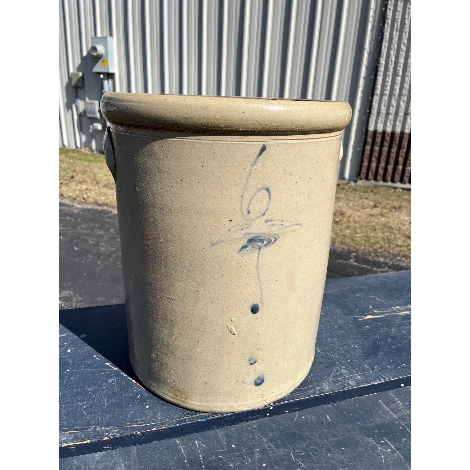 Antique Primitive Red Wing Salt Glaze 6 Gallon Bee Sting Stoneware Crock 1880s