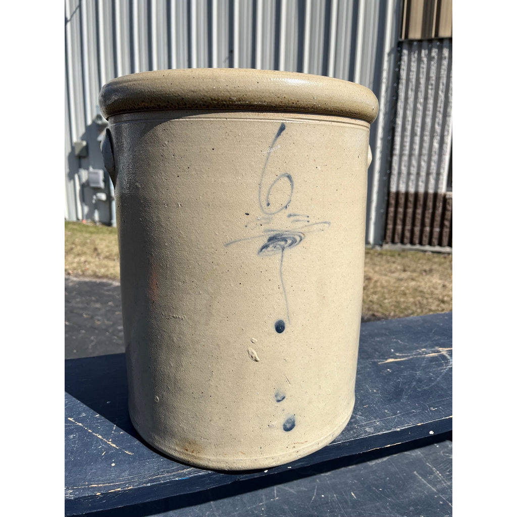 Antique Primitive Red Wing Salt Glaze 6 Gallon Bee Sting Stoneware Crock 1880s